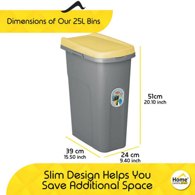 Home Centre Plastic Lift Top Lid Waste Bin Kitchen School 25 Litre Yellow-Grey - 3