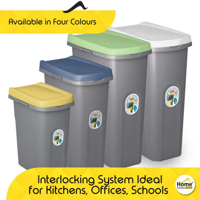 Home Centre Plastic Lift Top Lid Waste Bin Kitchen School 25 Litre Yellow-Grey