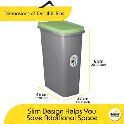 Home Centre Plastic Lift Top Lid Waste Bin Kitchen School 40 Litre Green-Grey - 3