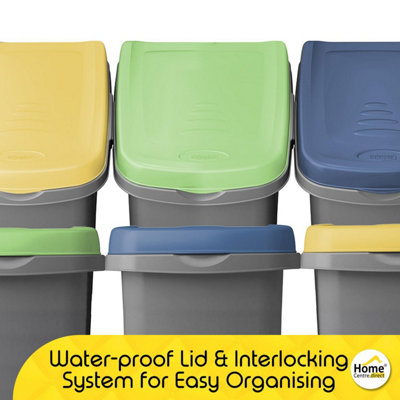 Home Centre Plastic Lift Top Lid Waste Bin Kitchen School 40 Litre Green-Grey - 5