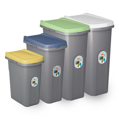 Home Centre Plastic Lift Top Lid Waste Bin Kitchen School 40 Litre Green-Grey - 7
