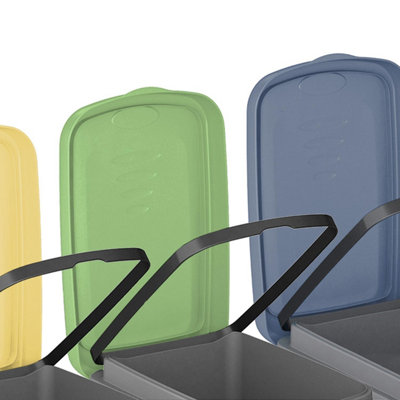 Home Centre Plastic Lift Top Lid Waste Bin Kitchen School 40 Litre Green-Grey - 8
