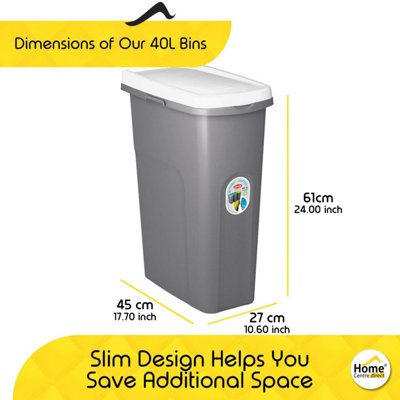 Home Centre Plastic Lift Top Lid Waste Bin Kitchen School 40 Litre White-Grey - 4