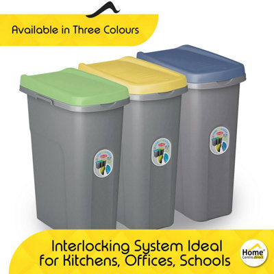 Home Centre Plastic Lift Top Lid Waste Bin Kitchen School 40 Litre White-Grey - 7