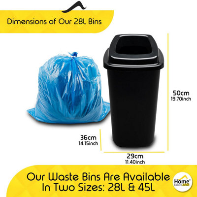 Home Centre Plastic Recycling Kitchen Office Waste Bin 28 Litre Black Open Touchless Rim - 3