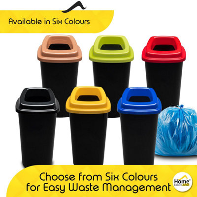 Home Centre Plastic Recycling Kitchen Office Waste Bin 28 Litre Black Open Touchless Rim - 4