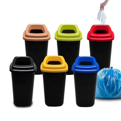Home Centre Plastic Recycling Kitchen Office Waste Bin 28 Litre Black Open Touchless Rim - 7