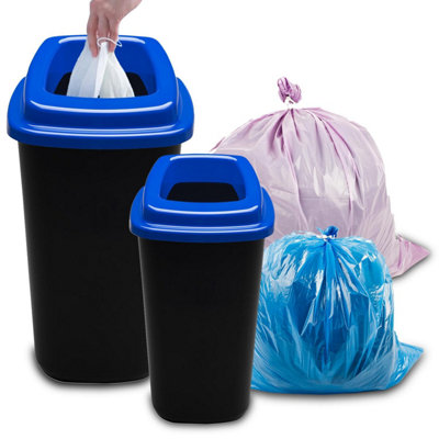 Home Centre Plastic Recycling Kitchen Office Waste Bin 45 Litre Blue Open Touchless Rim - 4
