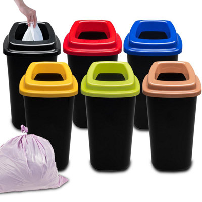 Home Centre Plastic Recycling Kitchen Office Waste Bin 45 Litre Blue Open Touchless Rim - 5