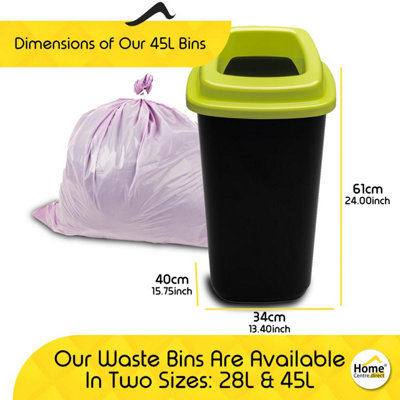 Home Centre Plastic Recycling Kitchen Office Waste Bin 45 Litre Green Open Touchless Rim - 3