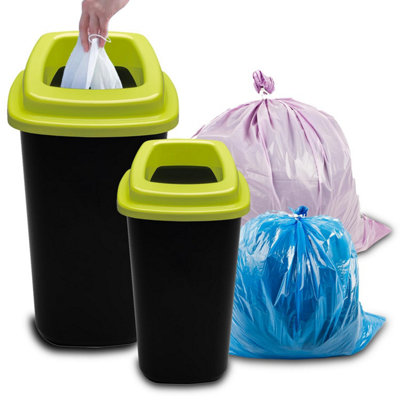 Home Centre Plastic Recycling Kitchen Office Waste Bin 45 Litre Green Open Touchless Rim - 6