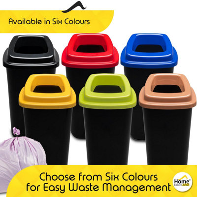 Home Centre Plastic Recycling Kitchen Office Waste Bin 45 Litre Red Open Touchless Rim - 4