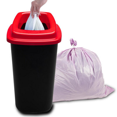 Home Centre Plastic Recycling Kitchen Office Waste Bin 45 Litre Red Open Touchless Rim - 5