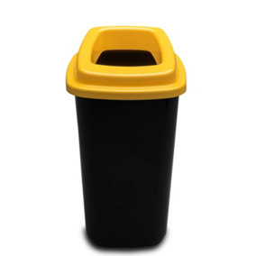 Home Centre Plastic Recycling Kitchen Office Waste Bin 45 Litre Yellow Open Lid Touchless Rim
