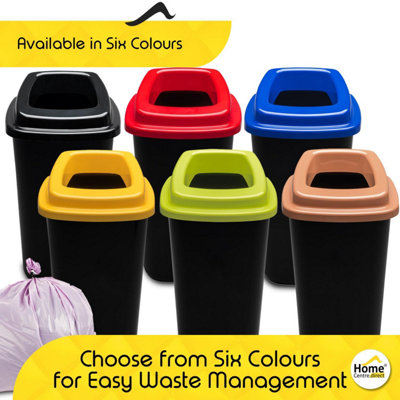 Home Centre Plastic Recycling Kitchen Office Waste Bin 45 Litre Yellow Open Lid Touchless Rim