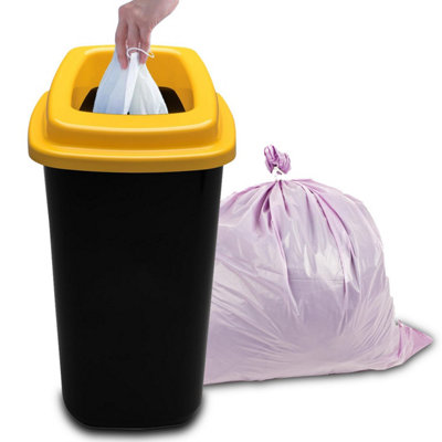 Home Centre Plastic Recycling Kitchen Office Waste Bin 45 Litre Yellow Open Lid Touchless Rim - 5