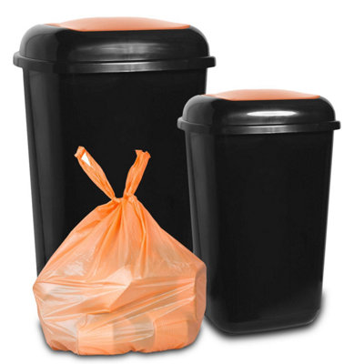 Home Centre Plastic Waste Bin Segregation Recycling Flap Door Top 28 Litre Brown Black Kitchen Work Office School Household