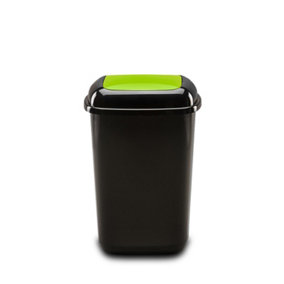 Home Centre Plastic Waste Bin Segregation Recycling Flap Door Top 28 Litre Green Black Kitchen Work Office School Household