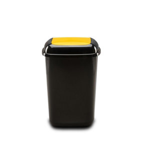 Home Centre Plastic Waste Bin Segregation Recycling Flap Door Top 28 Litre Yellow Black Kitchen Work Office School Household