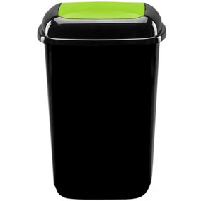 Home Centre Plastic Waste Bin Segregation Recycling Flap Door Top 45 Litre Green Black Kitchen Work Office School Household