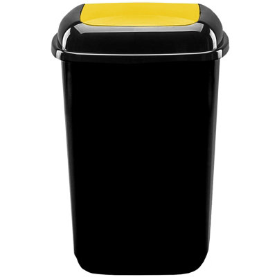 Home Centre Plastic Waste Bin Segregation Recycling Flap Door Top 45 Litre Yellow Black Kitchen Work Office School Household