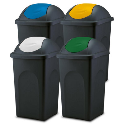 Home Centre Set of Four Swing Lid Top Plastic Waste Bins 60 Litre