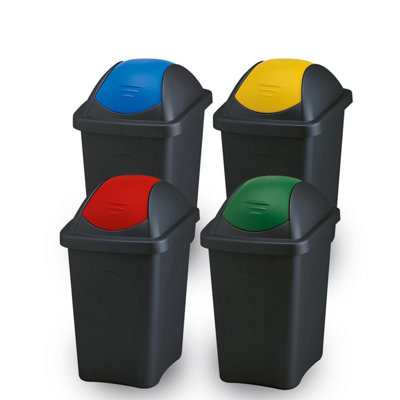 Home Centre Set of Four Swing Top Plastic Waste Bins 30 Litre DIY at B&Q