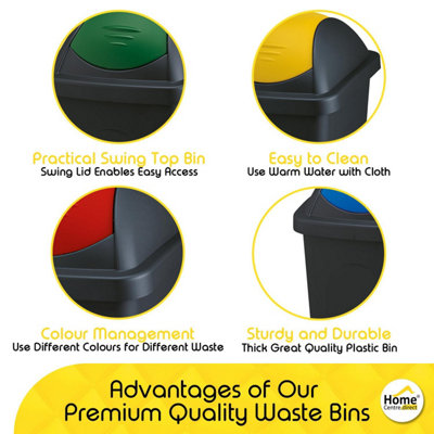 Home Centre Set of Four Swing Top Plastic Waste Bins 30 Litre