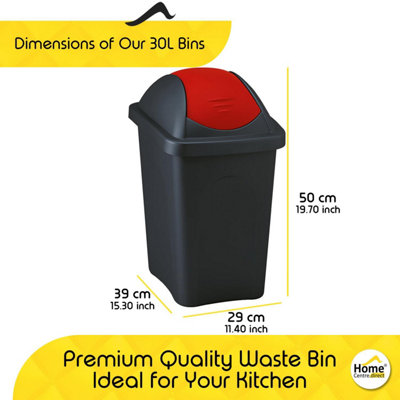 Home Centre Set of Four Swing Top Plastic Waste Bins 30 Litre - 3