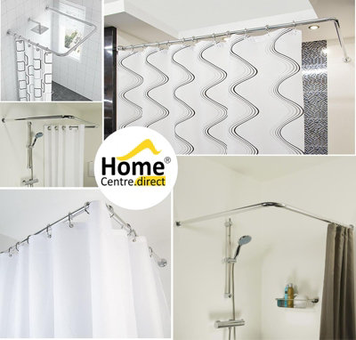 Home Centre Shower Curtain U & L Shape Corner Rail 28mm Diameter Pole Rod Bath