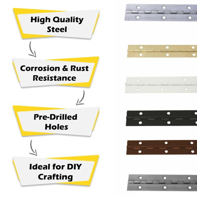 Home Centre Steel Piano Door Hinge 1030mm Gold