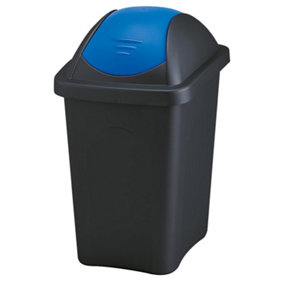 Home Centre Swing Lid Top Plastic Waste Bin 30 Litre Blue-Black