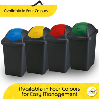 Home Centre Swing Lid Top Plastic Waste Bin 30 Litre Blue-Black - 4