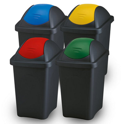 Home Centre Swing Lid Top Plastic Waste Bin 30 Litre Blue-Black - 5