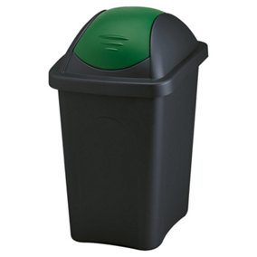 Home Centre Swing Lid Top Plastic Waste Bin 30 Litre Green-Black