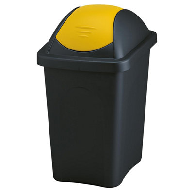 Home Centre Swing Lid Top Plastic Waste Bin 30 Litre Yellow-Black