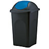 Home Centre Swing Lid Top Plastic Waste Bin 60 Litre Blue-Black