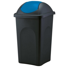 Home Centre Swing Lid Top Plastic Waste Bin 60 Litre Blue-Black