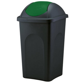 Home Centre Swing Lid Top Plastic Waste Bin 60 Litre Kitchen Green-Black