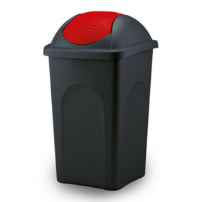Home Centre Swing Lid Top Plastic Waste Bin 60 Litre Red-Black