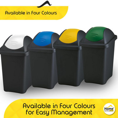 Home Centre Swing Lid Top Plastic Waste Bin 60 Litre White-Black - 4