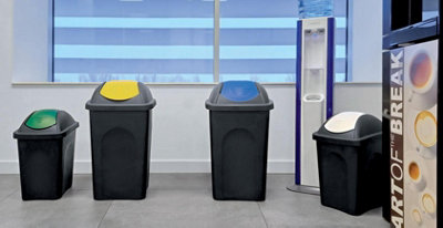 Home Centre Swing Lid Top Plastic Waste Bin 60 Litre White-Black - 6