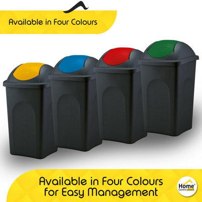 Home Centre Swing Lid Top Plastic Waste Bin 60 Litre Yellow-Black - 4