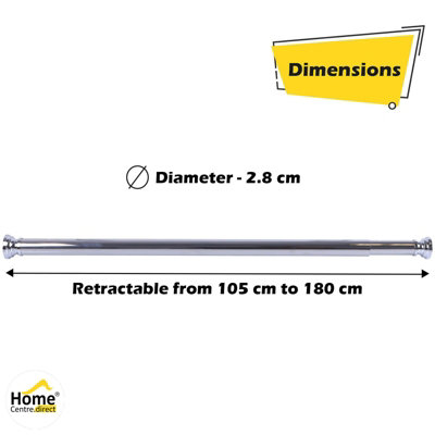 Home Centre Telescopic Extendable Shower Curtain Rail 105-180cm Chrome - 6