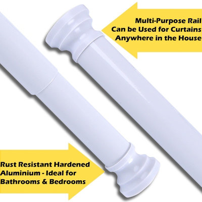 Home Centre Telescopic Extendable Shower Curtain Rail 105-180cm White - 4