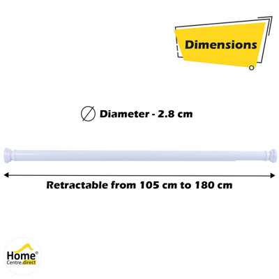 Home Centre Telescopic Extendable Shower Curtain Rail 105-180cm White - 6