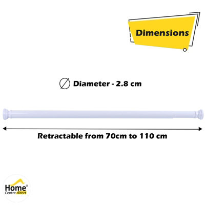 Home Centre Telescopic Extendable Shower Curtain Rail 70-110cm White - 6