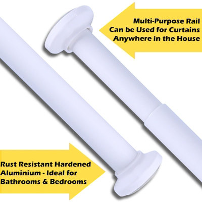 Home Centre Telescopic Extendable Shower Curtain Rail White 125-220cm - 4