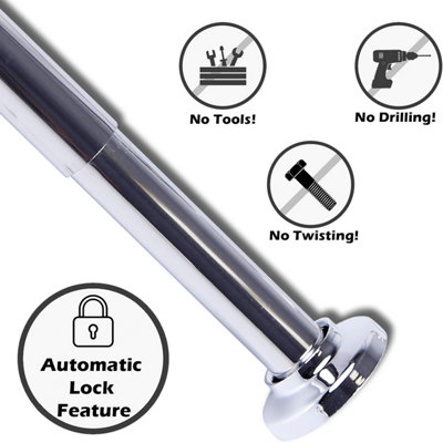 Home Centre Telescopic Shower Curtain Rail Extendable Pole Rod Bath 125-220cm