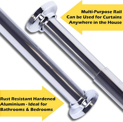 Home Centre Telescopic Shower Curtain Rail Extendable Pole Rod Bath 125 ...